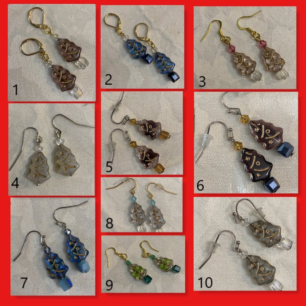 NEW* Czech Crystal Christmas Tree earrings (10)